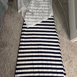 Nautical Striped Maxi Dress w/ Crop Top